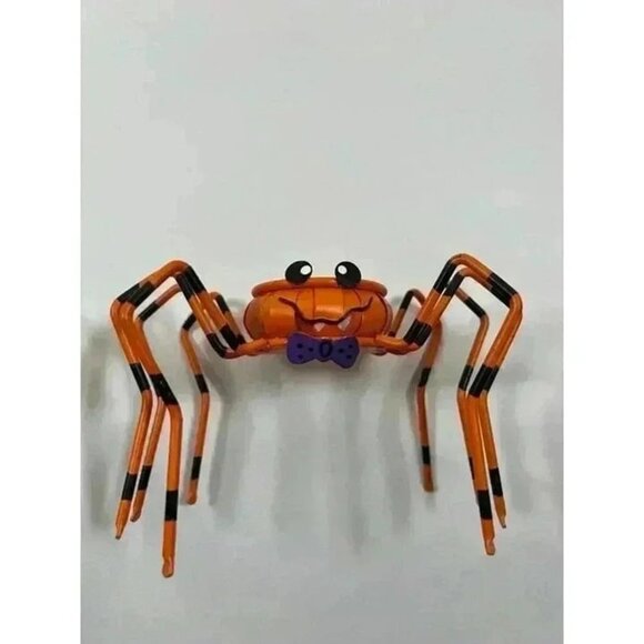 HALLOWEEN METAL SPIDER T-LITE CANDLE HOLDERS‎ GREEN ORANGE SET OF TWO - Picture 8 of 8
